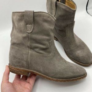 Isabel Marant Crisi Suede Ankle Boots Taupe Sz 40